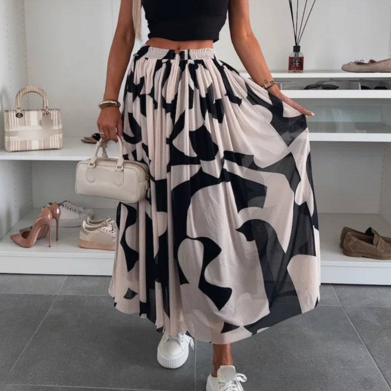 Falda maxi para mujeres con presión moderna y cintura elástica