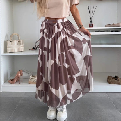 Falda maxi para mujeres con presión moderna y cintura elástica