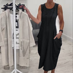 Schlichtes ärmelloses Kleid mit Taschen👗🌞