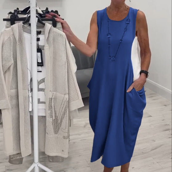 Schlichtes ärmelloses Kleid mit Taschen👗🌞
