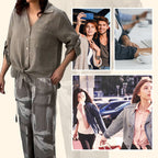 Damenmode Lockeres Cardigan-Shirt & Hose mit hoher Taille Zweiteiliges Set
