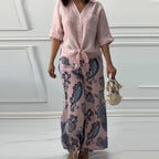 Damenmode Lockeres Cardigan-Shirt & Hose mit hoher Taille Zweiteiliges Set