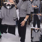Damen-Set aus gestreiftem Oberteil und einfarbiger Hose