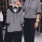 Damen-Set aus gestreiftem Oberteil und einfarbiger Hose