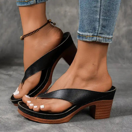 Chanclas de mujer con tacón grueso para verano🌧️🌷Suela suave y antideslizante.