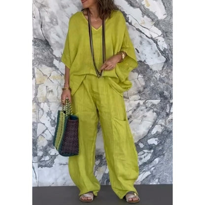🔥VENTA CALIENTE 2025🔥Conjunto de 2 piezas de lino y algodón para mujer💓