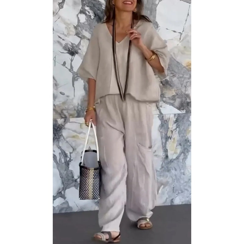 🔥2025 HOT SALE🔥2-teiliges Baumwoll-Leinen-Set für Damen💓