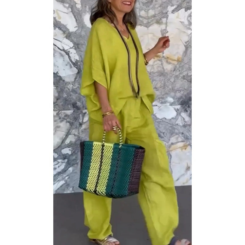 🔥VENTA CALIENTE 2025🔥Conjunto de 2 piezas de lino y algodón para mujer💓