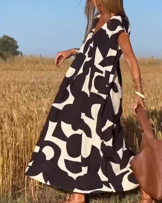 Vestido para mujeres casual con bloques de color geométrico