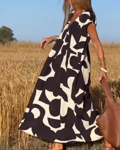Vestido para mujeres casual con bloques de color geométrico