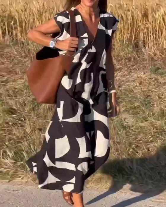 Vestido para mujeres casual con bloques de color geométrico