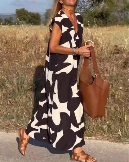 Vestido para mujeres casual con bloques de color geométrico
