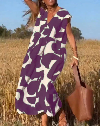 Vestido para mujeres casual con bloques de color geométrico