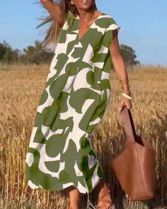 Vestido para mujeres casual con bloques de color geométrico