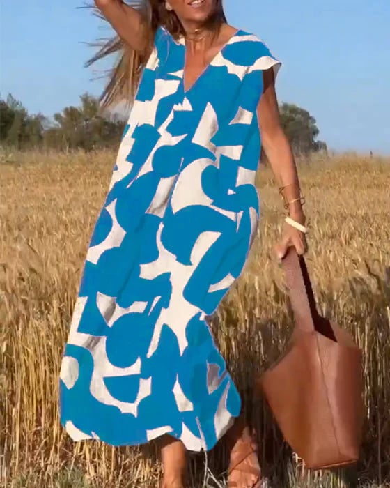 Vestido para mujeres casual con bloques de color geométrico