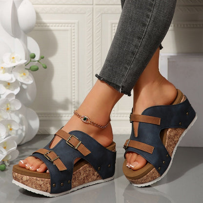 🔥Novedades de verano🔥Sandalias de cuña con plataforma de moda para mujer.