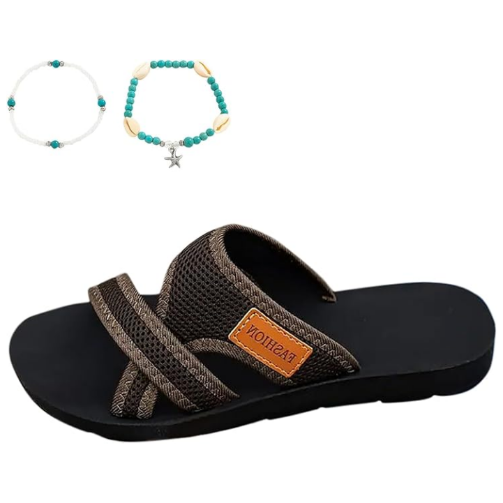 Bequeme flache Sandalen mit offener Spitze für breite Füße