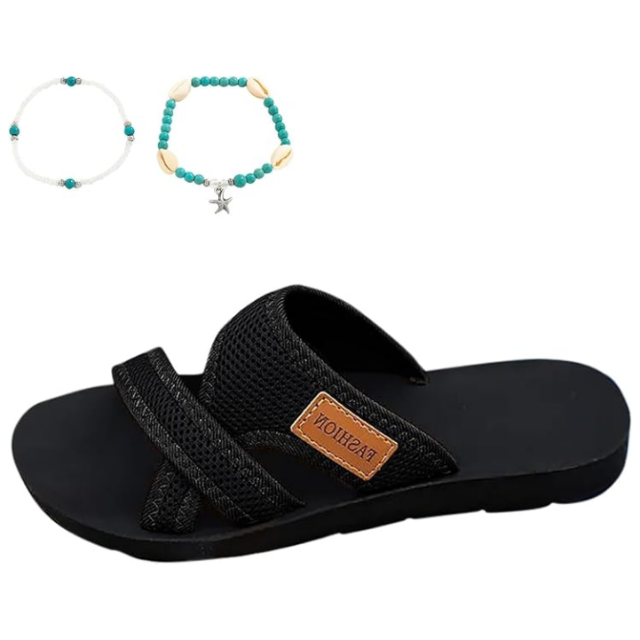 Bequeme flache Sandalen mit offener Spitze für breite Füße