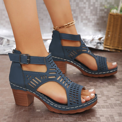 🏖️Descuento de verano -50💃Sandalias versátiles de punta abierta con tacón medio.👠