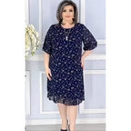 Damen Blumenkleid mit lockerer Passform, kurzen Ärmeln und Wellenkante
