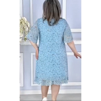 Damen Blumenkleid mit lockerer Passform, kurzen Ärmeln und Wellenkante