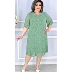 Damen Blumenkleid mit lockerer Passform, kurzen Ärmeln und Wellenkante