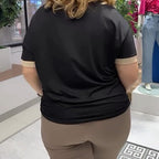 Damen lässiges elegantes Oberteil mit Druck und V-Ausschnitt