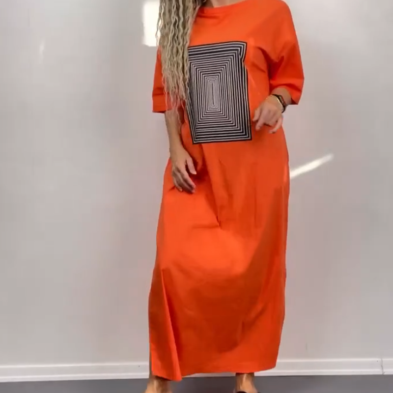 🔥Sommer-Neuankünfte🔥Lässiges, locker geschnittenes Damen-Maxikleid mit Taschen