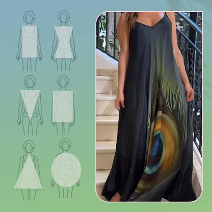 Vestido maxi más suelto con correas de espagueti y patrones de flores