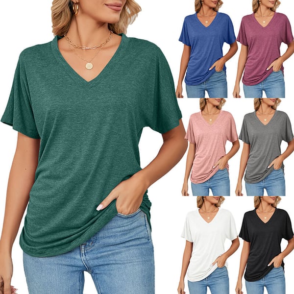 🔥ÚLTIMO DÍA 49% DE DESCUENTO🔥Nuevas blusas casuales con cuello en V de color liso para mujer