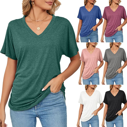 🔥ÚLTIMO DÍA 49% DE DESCUENTO🔥Nuevas blusas casuales con cuello en V de color liso para mujer