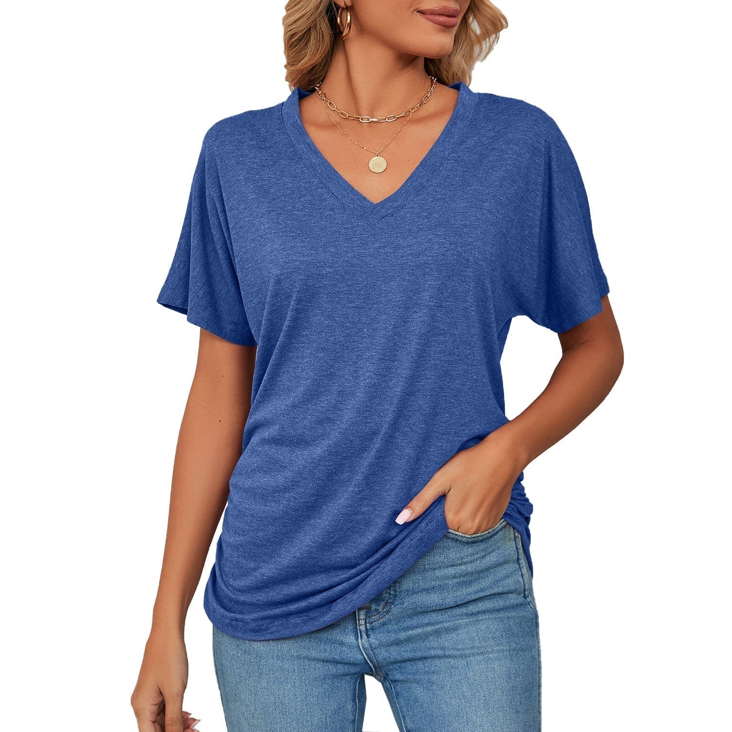 🔥ÚLTIMO DÍA 49% DE DESCUENTO🔥Nuevas blusas casuales con cuello en V de color liso para mujer