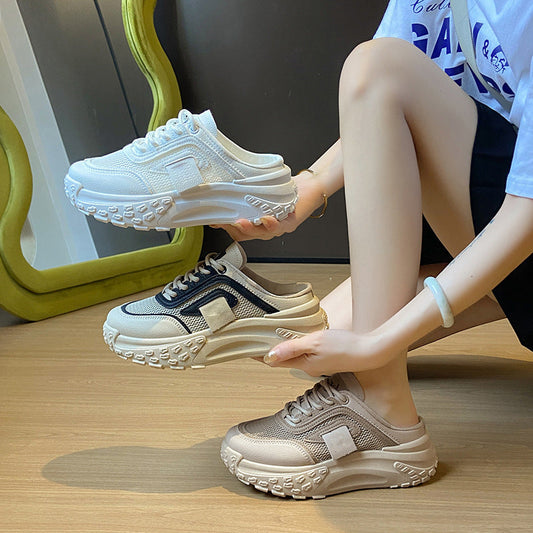 Zapatillas de zapatillas con una plataforma gruesa para mujeres