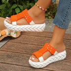 Chunky gewebte Hausschuhe in hellen Farben