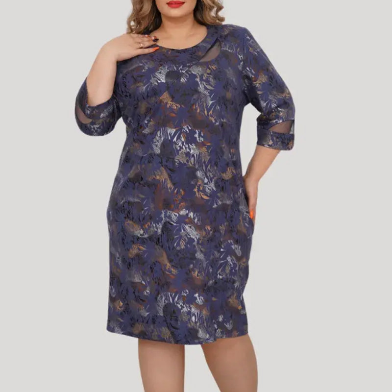 Damen elegantes Kleid mit Blumenmuster in großen Größen