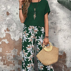 🌸 Lässiges Damen-Set mit weiten Hosen und kurzärmligem Oberteil mit Blumenmuster
