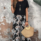🌸 Lässiges Damen-Set mit weiten Hosen und kurzärmligem Oberteil mit Blumenmuster