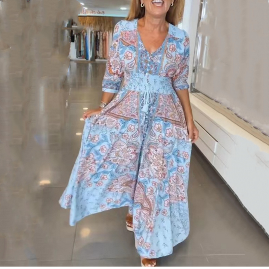 ⏳Descuento del 50% por tiempo limitado💥Elegante vestido largo floral para mujer.