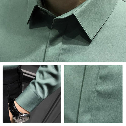 Camisa de hombre libre irlandesa con barra de botones