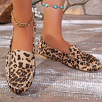 Patchwork-Loafer mit Leopardenmuster für Damen