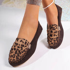 Patchwork-Loafer mit Leopardenmuster für Damen
