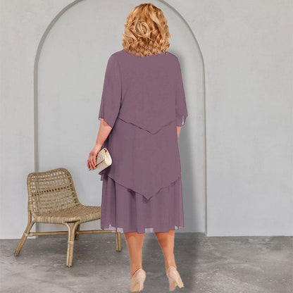 🌸Vestido midi de talla grande con capas