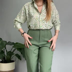 🔥🌸2-teiliges Set aus bedrucktem Hemd und Hose mit Knöpfen für Damen