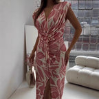 Ärmelloses Kleid mit Print und Schlitz