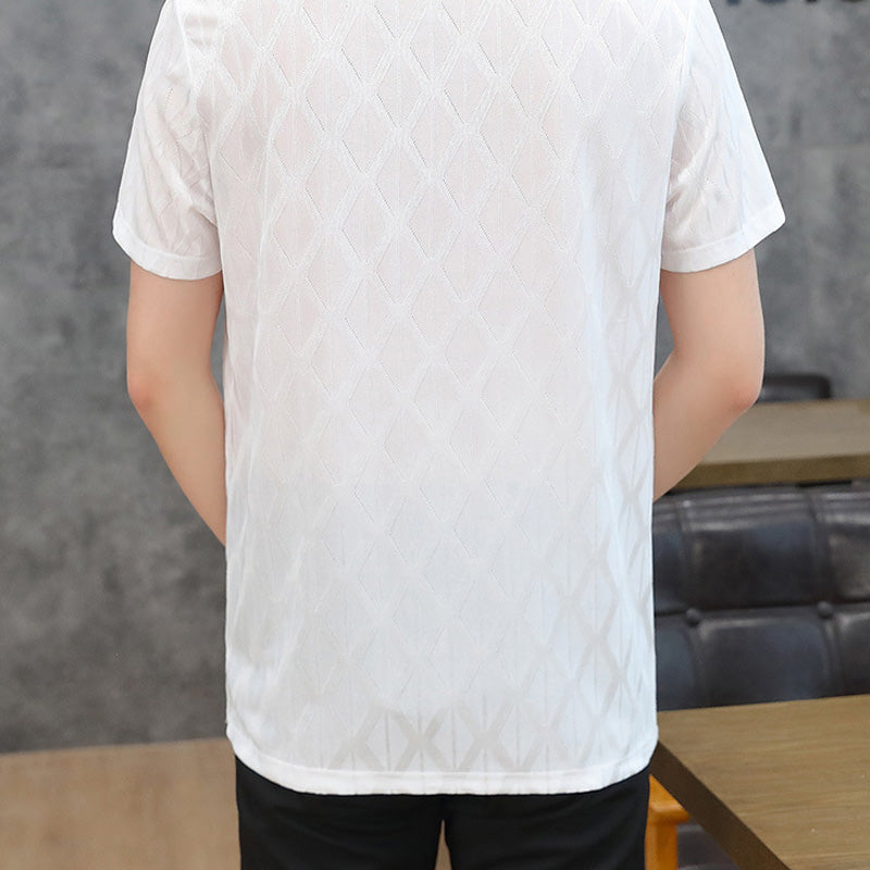 🔥Top con cuadros de diamantes en relieve para hombre