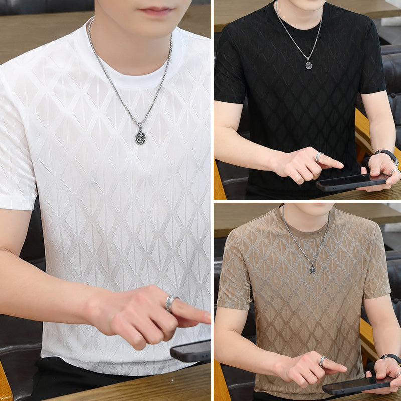 🔥Top con cuadros de diamantes en relieve para hombre