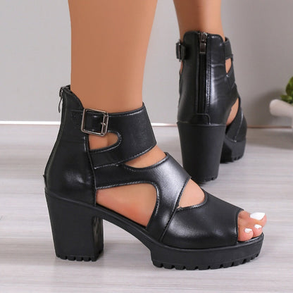 🔥🩷Damen-Sandalen mit Peep-Toe und klobigem Absatz