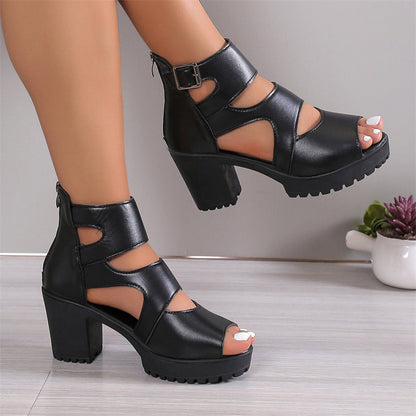🔥🩷Damen-Sandalen mit Peep-Toe und klobigem Absatz