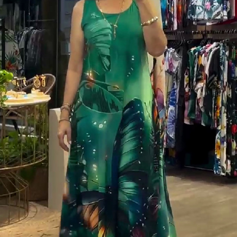 🌸50% de descuento🌸Vestido largo holgado sin mangas con estampado para mujer