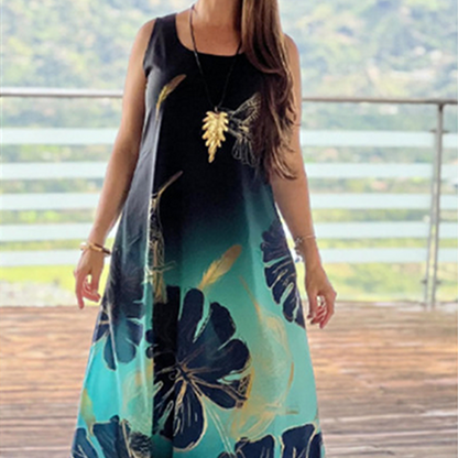 🌸50% de descuento🌸Vestido largo holgado sin mangas con estampado para mujer